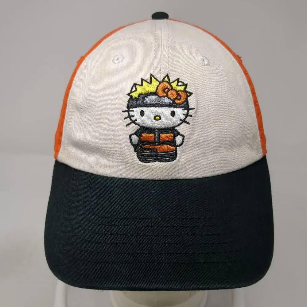 Naruto Shippuden Hello Kitty Baseball Cap Orange White Black One Size Sanrio Hat